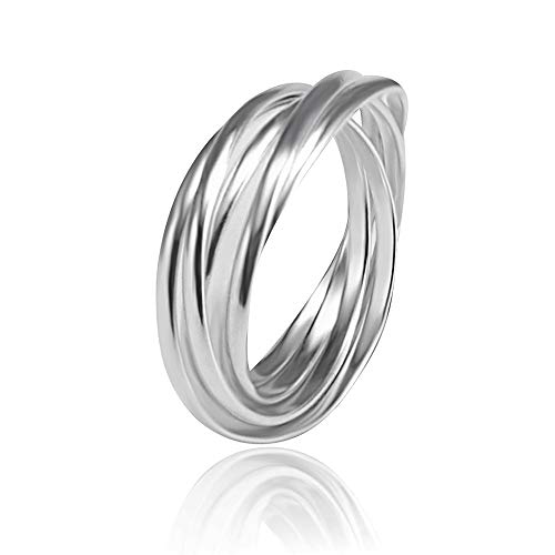 5pcs Interlocked Rolling Ring 925 Sterling Silver Ring Eternity Ring Set for Women 5.5