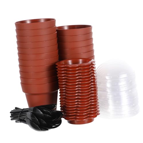 OFFSCH Flowerpot Cake Cups Set of 20 with Lids Scoop Plastic Dessert Cups for Birthdays Bbqs Random Style