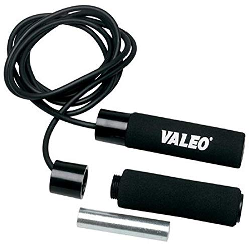 Valeo Adjustable Weighted Solid Rubber Jump Rope, Adjustable 10-Foot Length With Cushion Foam Handles For Comfortable Grip