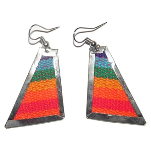 Peruvian Inca Flag Colors Cuzco Manta Wool Handmade Earrings Cover