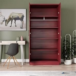 Better home products harmony wood two door armoire wardrobe cabinet in mahogany  urban country home decor