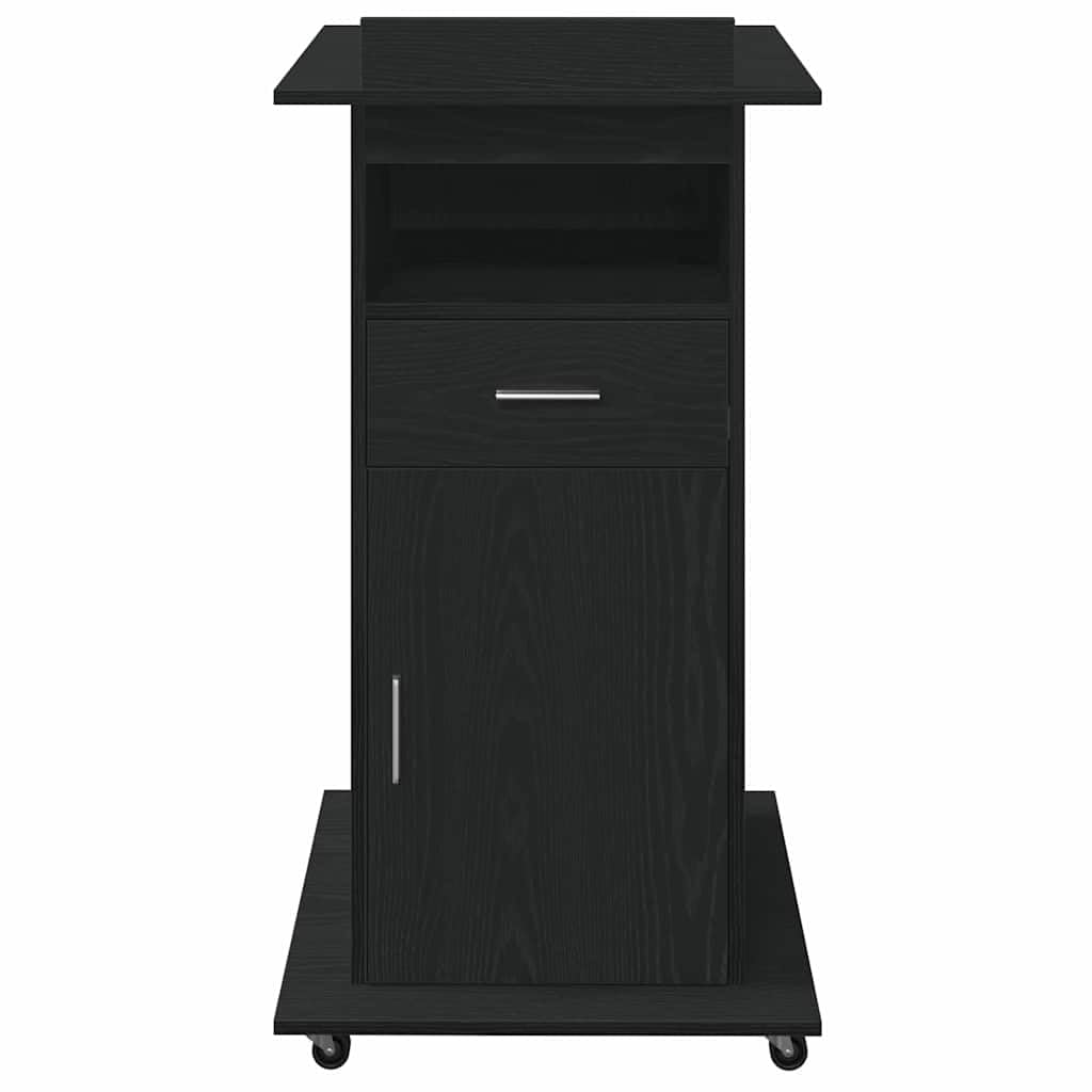 Podium Schreibtischorganizer aus Holzwerkstoff in Schwarz Eichen-Optik 55 x 55 x 107 cm mit praktischen Regalen und Schubladen für effiziente Büroorganisation