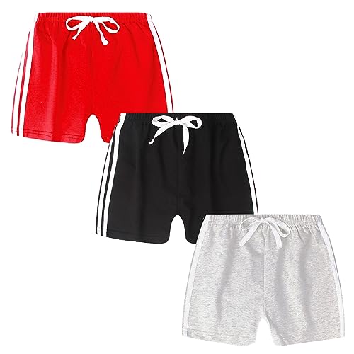 Jagrove Pacote com 3 shorts esportivos de corrida para crianças, meninos, meninas, shorts esportivos