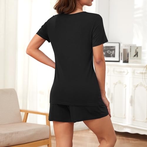 Image of Findsweet Pajama Set for Women 2 Piece Lounge Set Soft Sleepwear Summer Casual Short Pjs Sets with Pockets M-3XL