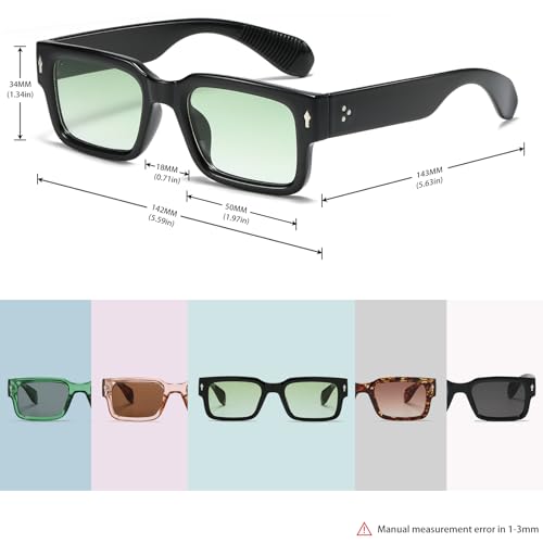 Rectangle Sunglasses for Women Men Retro Fashion Chunky Sun Glasses Square Frame Shades UV400 Protection4