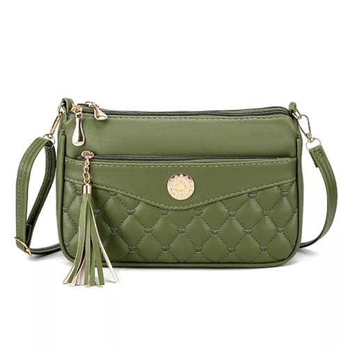 Image of SHAMRIZ Korean Style Quilted Sling Bag for Girls | Cute Heart Pattern Crossbody Purse with 3 Zipper Compartments | Fancy Tassel Side Bag for Party, Wedding & Gifts | Mini Slingbag /One Side Bag