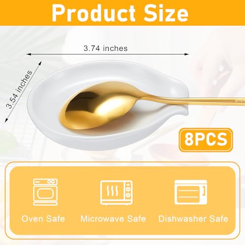 Image of Irenare 8 Pcs Ceramic Spoon Rest for Stove Top, 3.74 Inch Porcelain Spoon Holder, Coffee Utensil Rest Heat Resistant Dishwasher Safe for Home Kitchen Accessories Gift(Black, White)