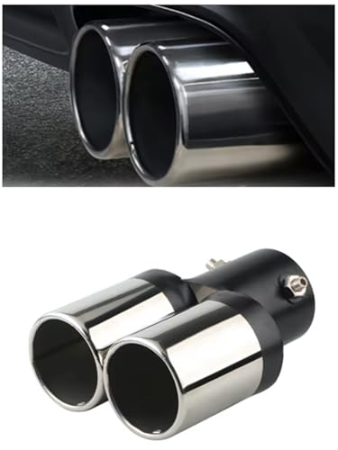 Embout Echappement silencieux 6,3cm chromée sortie double pot LIGNE DROITE acier inoxydable COMPATIBLES : DESCPRITION (véhicules avec diamètre de tuyau...