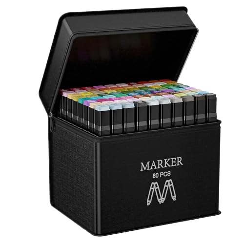 AOMEES 80+4 Farben Graffiti Stifte Set, Meißel & Feine Verdoppelt Spitzt...