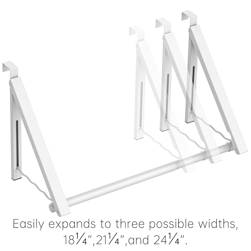 Image of Hleelomi Over The Door Drying Racks for Laundry, Expandable Foldaway Clothes Rail, Suitable for Doors in Bedrooms, Dorms, and Bathrooms, White 2 Rack and A Rod