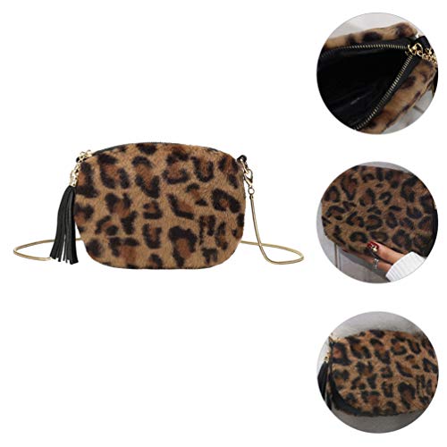 KESYOO Bolsa de Ombro de Pelúcia Feminina Bolsa Embreagem Alça de Corrente de Metal Bolsa de Padrão