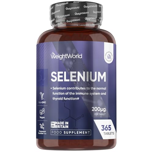 Selenium Supplements 200mcg - 365 Tablets - 1 Year Supply - Bioavailable Sodium Selenite Form - 1-a-Day - Small in Size (6mm) - Vegan & Non-GMO Selenium Tablets