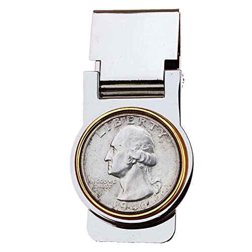 US 1946 Washington Quarter Dollar Coin Hinged Money Clip NEW