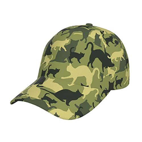 Funny Cat Camo Baseball Cap For Women Men Fashionable Adjustable Dad Hats Trucker Hat Washed Personalized Vintage Unisex Denim Breathable Outdoor Sport Good Gift #TOP7