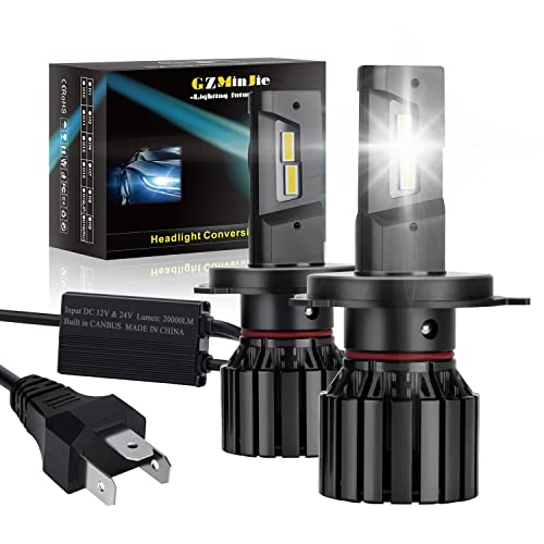 Gzminjie H4/9003 LED Headlight Bulbs, 130W 20,000LM 700% Brighter, 12 CSP Chips 6000K White, Halogen Replacement with Fan for Cars, Motorcycle, Pack of 2