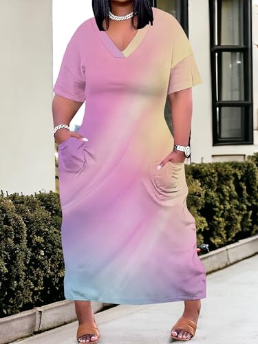 Image of PinkPatty Women's Plus Size V Neck 3 /4 Sleeve Wrap Maxi Dress with Belt | Boho floral wrap maxi dress with belt for vacations, weddings, parties, church, dinners, and everyday elegant wear
