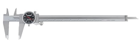 Accusize Industrial Tools 0-12'' by 0.001'' Black Face, Red Needle, Dial Caliper Stainless Steel in Fitted Box, P920-B212