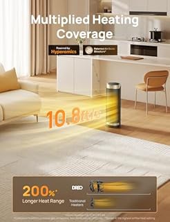 DREO Space Heater for Indoor Use, 16 inch Portable Electric Heater with Remote for Bedroom, 1500W PTC Ceramic Fast Heating with Thermostat, Overheating &Tip-Over Protection, 70°Oscillating, 12H Timer