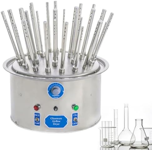 Labora Airflow Dryer, Stainless Steel 30-Hole Lab Equipment, Temperature Control 40-120℃, Ideal for Tubes & Beakers, 110V, Efficient Lab Drying Solution