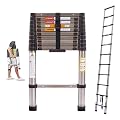 Multi-Purpose Telescoping Ladder 10.5ft, Heavy Duty Strong Stainless Steel Extension Ladder 330lbs Load Capacity, EN131 Certificated, Compact Home Loft Ladder Portable Collapsible Ladder