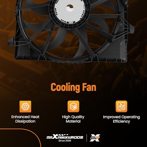 Image of maXpeedingrods Engine Radiator Cooling Fan Assembly w /Shroud for Jeep JT Gladiator 2020-2023 JL Wrangler 2018-2024, CH3115200 68282799AB