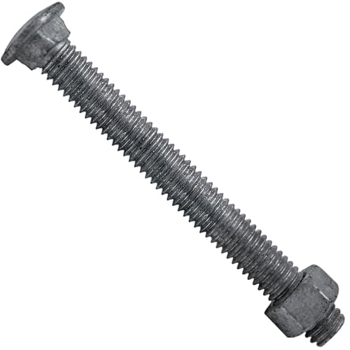 Image of Carriage Bolts 3-1 /2 inch x 3 /8 inch w /Nuts Galvanized Bulk Carriage Bolt ~ Coarse Thread (3 1 /2 inches Long) (25 Pieces) - Chain Link Fence Carriage Bolt w /Nuts