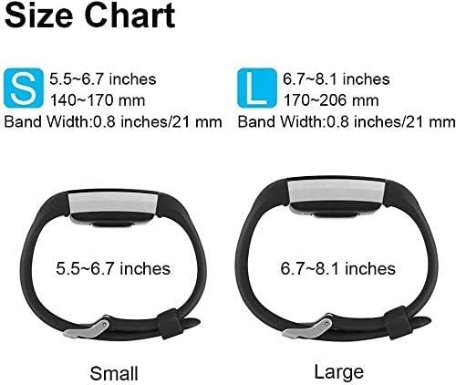 Vancle Replacement Bands Compatible for Fitbit Charge 2 Bands, Soft Silicone Accessory Strap for Fitbit Charge 2 Small Large, No Tracker (003, 3PC(Black+Blue+Grey), Large) - 3