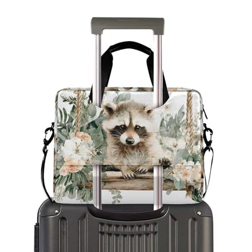 Bolsa para laptop floral Raccoon con múltiples bolsillos miniatura 4