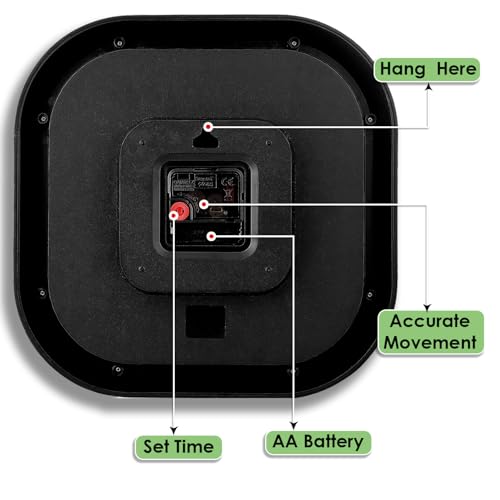 Image of Sehaz Artworks Silent Square Wall Clock for Hall | Green - 28x28 CM | Non Ticking, Designer Wall Clock for Bed Room Silent Sweep, Wall Watch for Living Room Stylish, Clock for Living Room Stylish