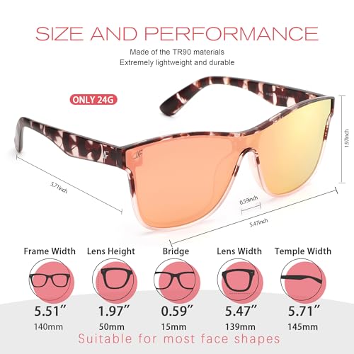 Polarized Sunglasses for Women and Men, Trendy Oversized Square One Piece Lens Sun Glasses UV Blocking RFS82083