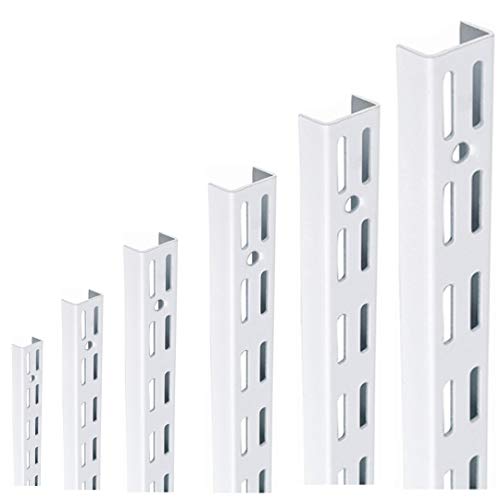 MSF Twin Slot Shelving WHITE Uprights and Brackets Adjustable Strong Rack Wall Shelf Pack OF (1, 2, 10) (2, UPRIGHT 1600MM OR 160CM)