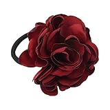 Handmade Solid Rose Flower Hair Ties，Korean Fashion Hair Rope，Elastics Hair Ties Stretchy Rubber H