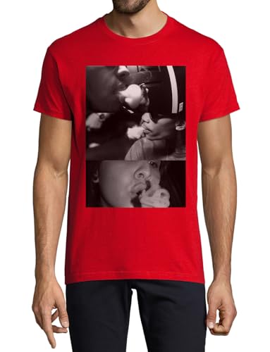 T-shirt rouge homme Inhale Smoking respirant pour look original