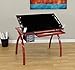 Futura Crafting, Drafting, Drawing Table with Adjustable Top, Red and Black Glass