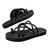 LUYYBDBG Chancletas Chanclas De Cuerda Trenzada, Suela Gruesa Alta Gama para Hombre, Sandalias Antideslizantes Exteriores Playa Romana Verano-negro-41