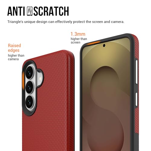 Image of NOXO Ultra-Hybrid Triangle Back Case Cover for Samsung Galaxy S26 | Shockproof Design | Camera Protection | Soft TPU & Rugged PC | Bumper Cases and Covers (Scarlet Red)