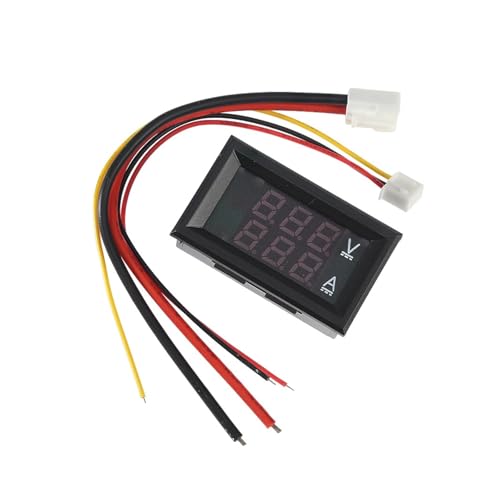 交流電圧表示デジタルLED電圧計 デジタル LED 電圧計 電流計 DC 0-100V 10A/50A/100A デュアルディスプレイ 家庭用 DIY 用(Red and red-100A)