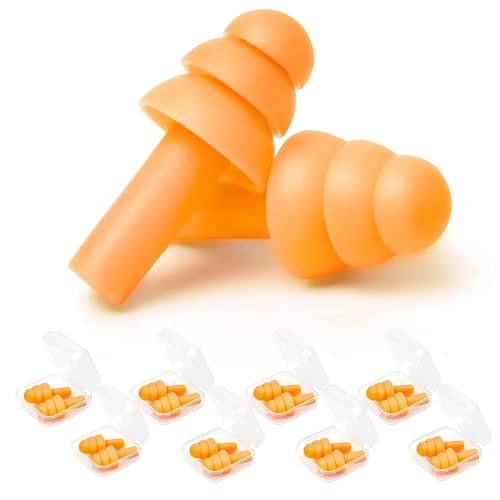 Image of Earplugs for Sleeping Noise Cancelling, 8Pairs Reusable Ear Plugs | Super Soft Silicone, NRR 32 dB, Triple Seal Waterproof, Sleep /Swim /Concerts /Work, Washable BPA-Free, 8Colors Individual Packs