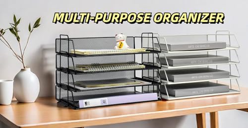 YFS 5 Pcs Mesh Paper Sort, Letter Tray with Handle(5,A4,Black,Horizontal) by YFS - Used condition - Image 7