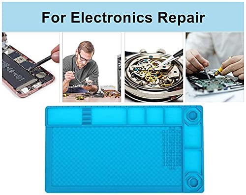 Image of Breewell Heat Resistant Soldering Mat Insulation Silicone Pad Maintenance Platform Magnetic Adsorption Point | Blue