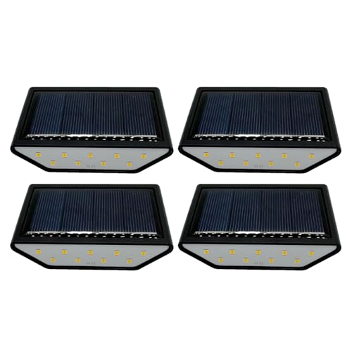 Smiling Shark ソーラーライト ST01【2025新設計・2面発光・長時間点灯】 光センサーライト 屋外照明 太陽光発電 暖白色 1000mAh 最大12時間連続使用 夜間自動点灯 自動充電 電気代0円 IP65防水 長寿命LED 両面テープ付き 取付簡単 小型 多場面適用 屋外階段/デッキ/通路/庭/玄関 ガーデンライト アンビエントライト 防犯ライト 日本語取扱説明書 4個入