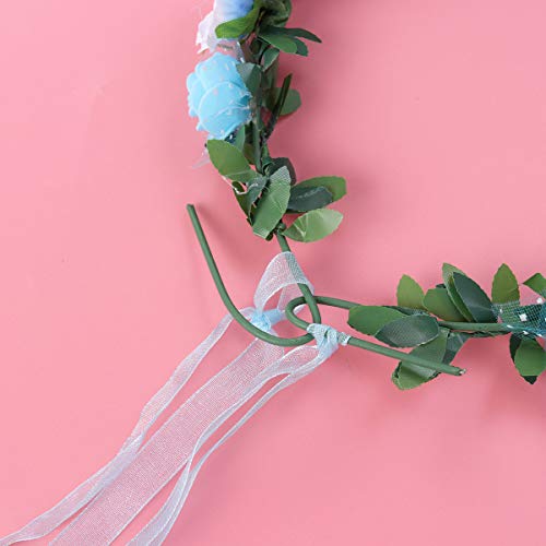 Frcolor Bloemenhaarbanden Boho haarkrans bruiloft bruid haarband bloem kronen voor Kerstmis verjaardagsfeestje (blauw) - Image 4
