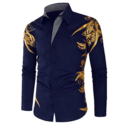 Chemise imprimée pour hommes haut de gamme avec détails dorés raffinés