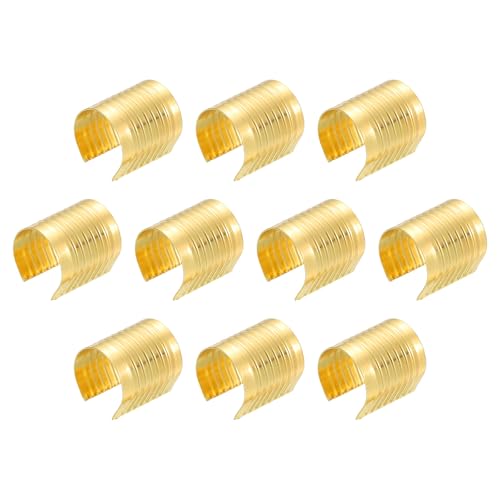 uxcell 120Pcs Leather Rope Clips, 17 x 15mm Foldable Cylindrical Cord End Crimp Adjustable Fold Over Crimps Cord String Leather Fastener for DIY Crafts, Gold