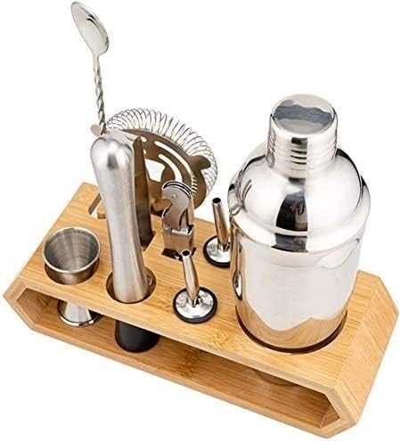 Kit Bartender Coctelera Set Bar, Acero Inoxidable, 10 Piezas con Stand Bambú miniatura 3