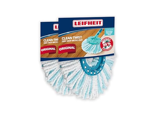 Leifheit Ersatzkopf CLEAN TWIST Disc Mop Ergo micro duo 2er Set, Wischbezug Disc Mop Ergo, Ersatzbezug, 2er Set