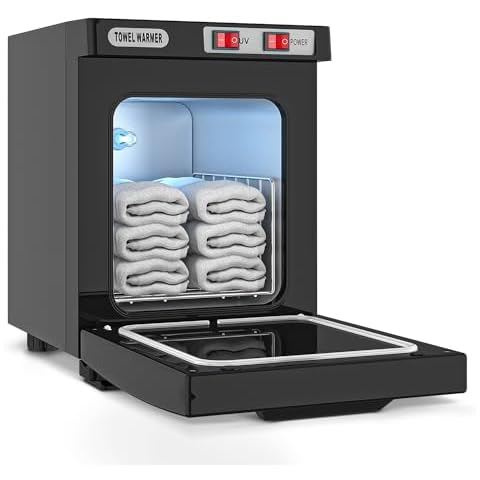 StateRiver Towel Warmer Cabinet, 5L Hot Bath Towel Warmer Heating Use for Facial Spa, Hair Beauty, Salon Equipment and Home- Black Cover