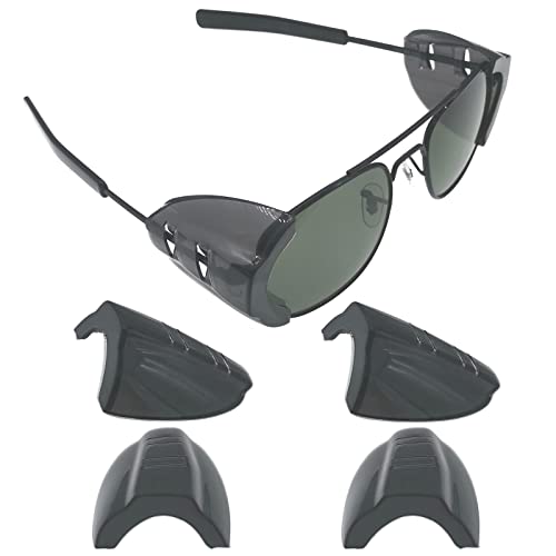 2 Pairs Glasses Side Shields, Slip on Side Shields, Fits Small to Medium Eyeglasses Frames (Transparent Black)