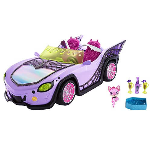 Monster High Coche de juguete, móvil Ghoul con accesorios para...