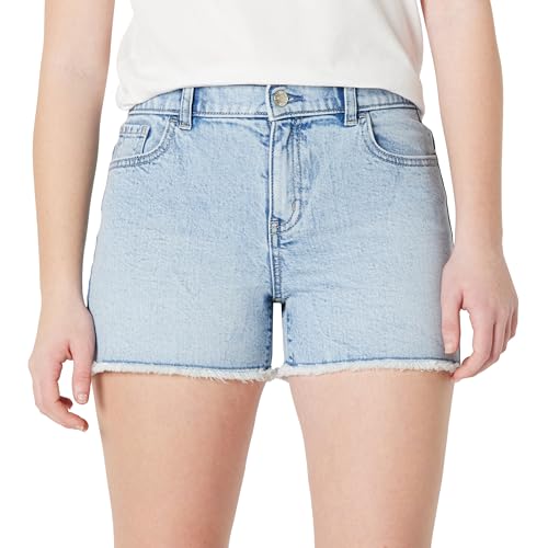 Amazon Essentials Girls Medium Stretch Mid-Rise Cut-Off Jean Shorts Iced Blue Light Wash 8